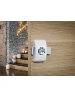 Thirard Verrou De Porte-Verrou à bouton Universel pour porte d'entrée, cylindre 45mm, acier, 4 clés, epoxy blanc -