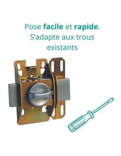 Thirard Verrou De Porte-Verrou à bouton Universel pour porte d'entrée, cylindre 45mm, acier, 4 clés, epoxy blanc -