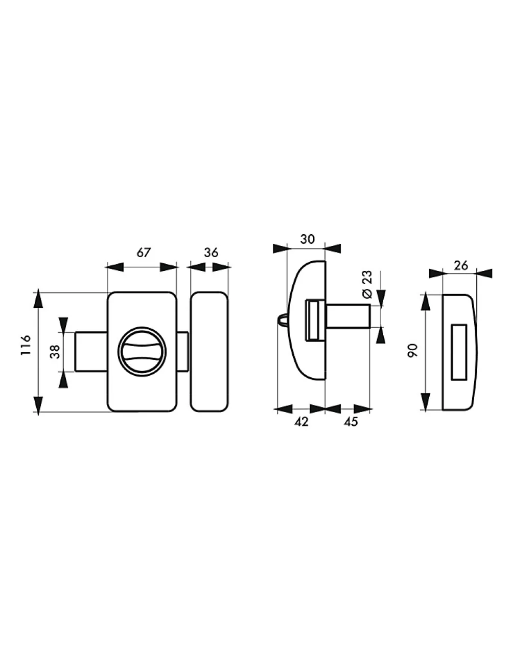 Thirard Verrou De Porte-Verrou à bouton Universel pour porte d'entrée, cylindre 45mm, acier, 4 clés, epoxy blanc -