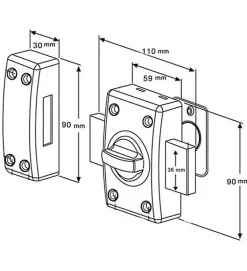 Autres Verrou Bricard pour porte de cave Cylindre 1 entrée extérieure 35 mm 3 clés crantées