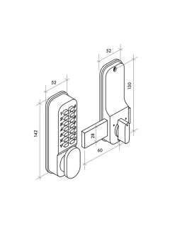 Thirard Verrou De Porte-Verrou à combinaison mécanique en applique pour porte intérieure, 8 chiffres ou lettres, chromé mat -