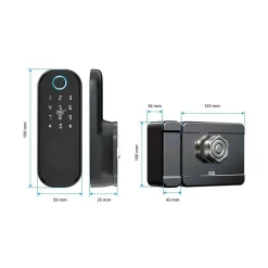 LOCKY Serrure Et Gâche Électrique-Verrou connecté biométrique -3 à empreinte digitale, code, badge et bluetooth