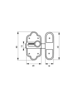 Thirard Serrure De Meuble|Serrure De Meuble-Verrou de meuble Louis XVI, 40x80mm, laiton patiné -