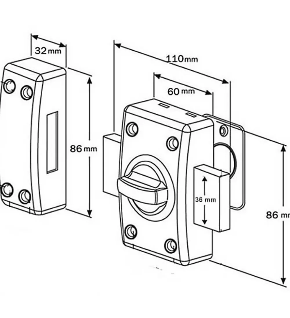 Autres Verrou De Porte-Verrou de porte à bouton 45 mm avec Cylindre supplémentaire 30x30 mm 4 clés uniques