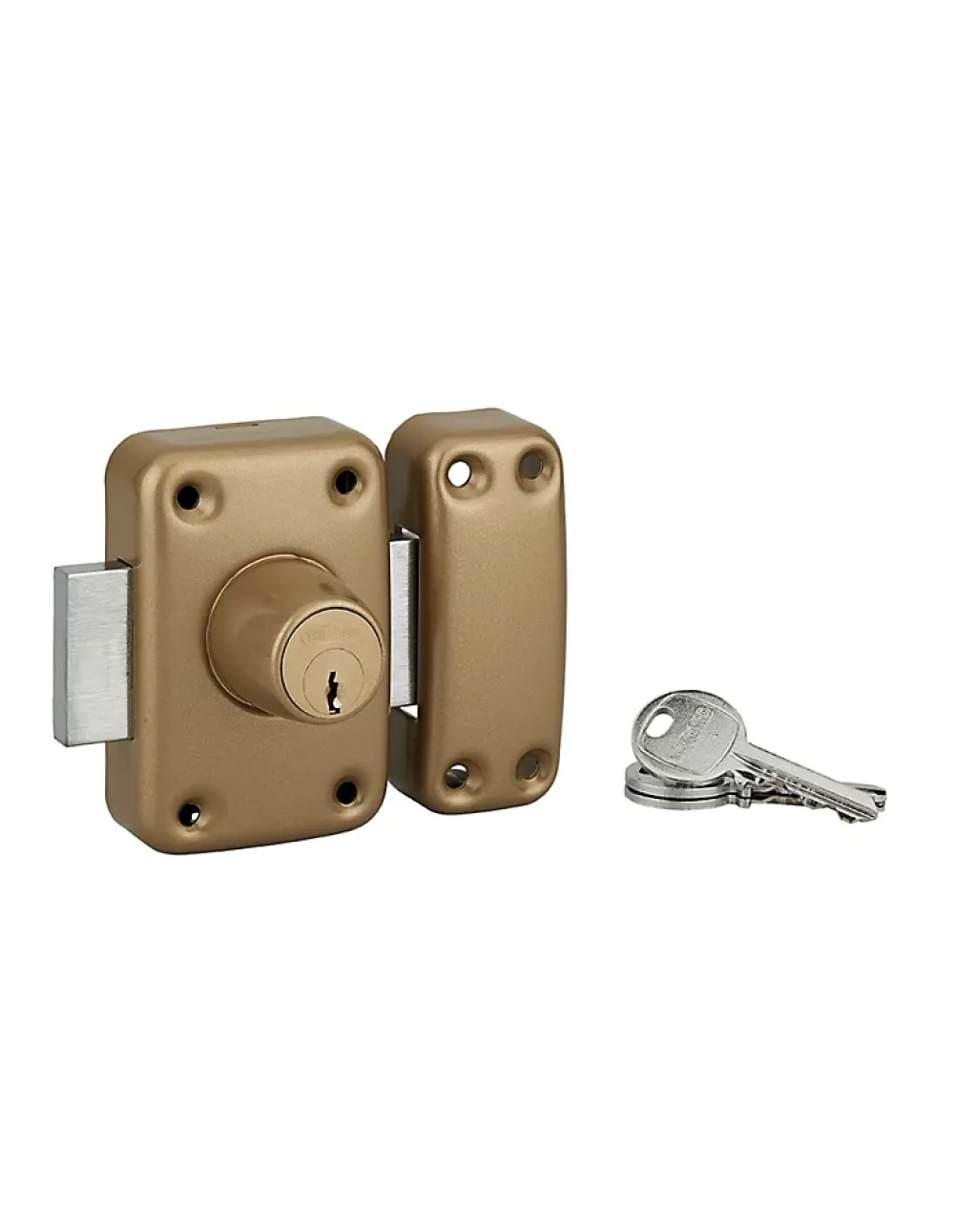 Thirard Verrou De Porte-Verrou double entrée Apache pour porte d'entrée, cylindre 50mm, acier, 3 clés, époxy or -