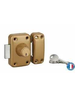 Thirard Verrou double entrée Apache pour porte d'entrée, cylindre 40mm, acier, 3 clés, époxy or -