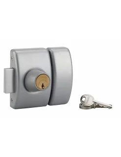 Thirard Verrou De Porte-Verrou double entrée Design 5 pour porte d'entrée, cylindre 45mm, acier, 3 clés, argent -