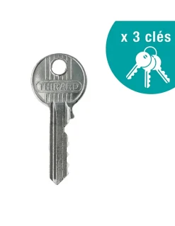 Thirard Verrou De Porte-Verrou double entrée Design 5 pour porte d'entrée, cylindre 45mm, acier, 3 clés, argent -