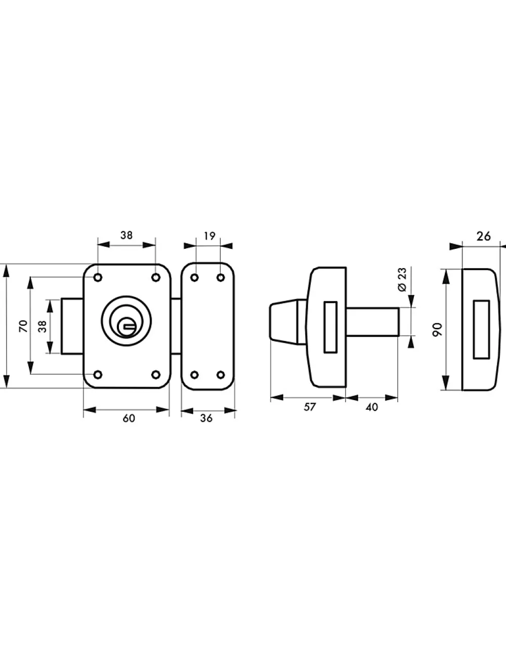 Thirard Verrou De Porte-Verrou double entrée Transit 2 pour porte d'entrée, cylindre 40mm, 4 clés, époxy or -