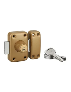 Thirard Verrou De Porte-Verrou double entrée Transit 2 pour porte d'entrée, cylindre 40mm, 4 clés, époxy or -
