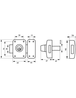 Thirard Verrou De Porte-Verrou double entrée Transit 2 pour porte d'entrée, cylindre 45mm, 4 clés, époxy or -