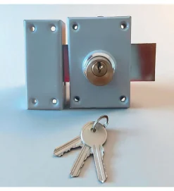 Autres Verrou en applique double entrée pour porte principale DOM axe 45 mm 3 clés
