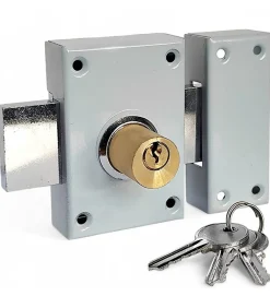 Autres Verrou en applique double entrée pour porte principale DOM axe 45 mm 3 clés
