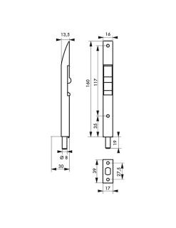 SP Verrou à onglet pour porte intérieure, 160mm, zingué -