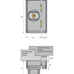 Abus Verrou Et Loquet De Fenêtre-Verrou pour fenêtre/baie acier blanc