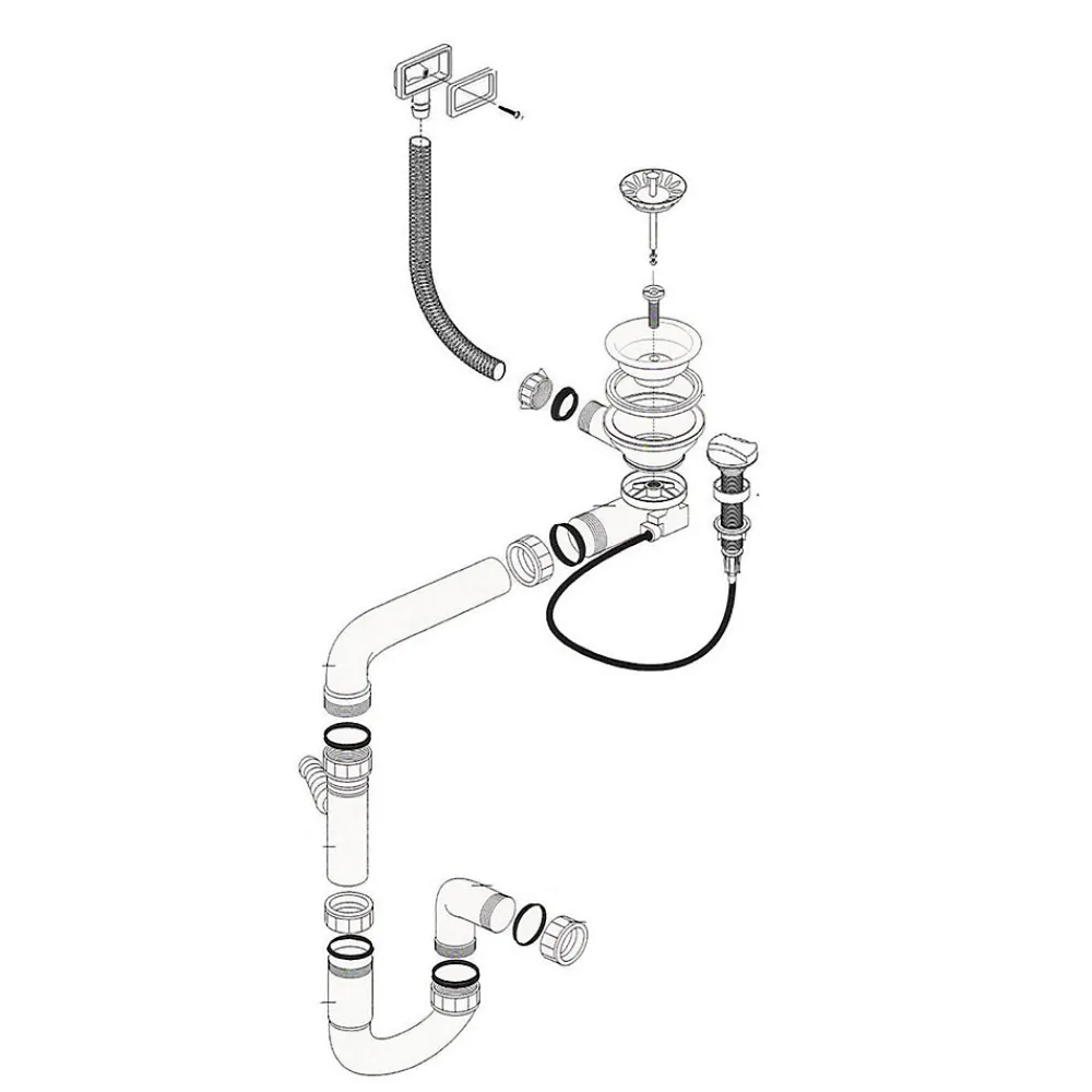 Cuisissimo Evacuation D'Évier-Vidage automatique 1 bac CUIPD093 pour évier inox - Siphon gain de place