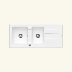 Villeroy & Boch Evacuation D'Évier-Vidage automatique 2 bacs CUIPD243 pour évier ARCHITECTURA - Siphon gain de place