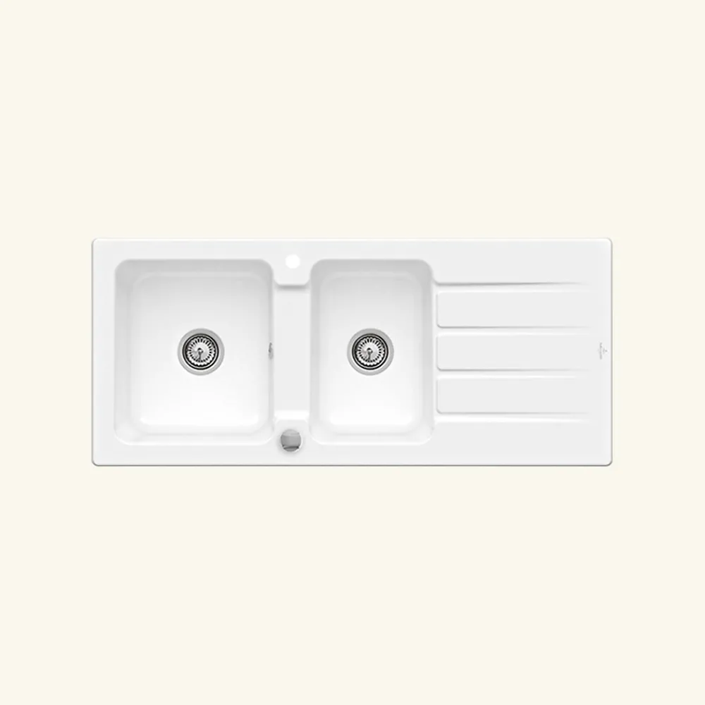 Villeroy & Boch Evacuation D'Évier-Vidage automatique 2 bacs CUIPD243 pour évier ARCHITECTURA - Siphon gain de place