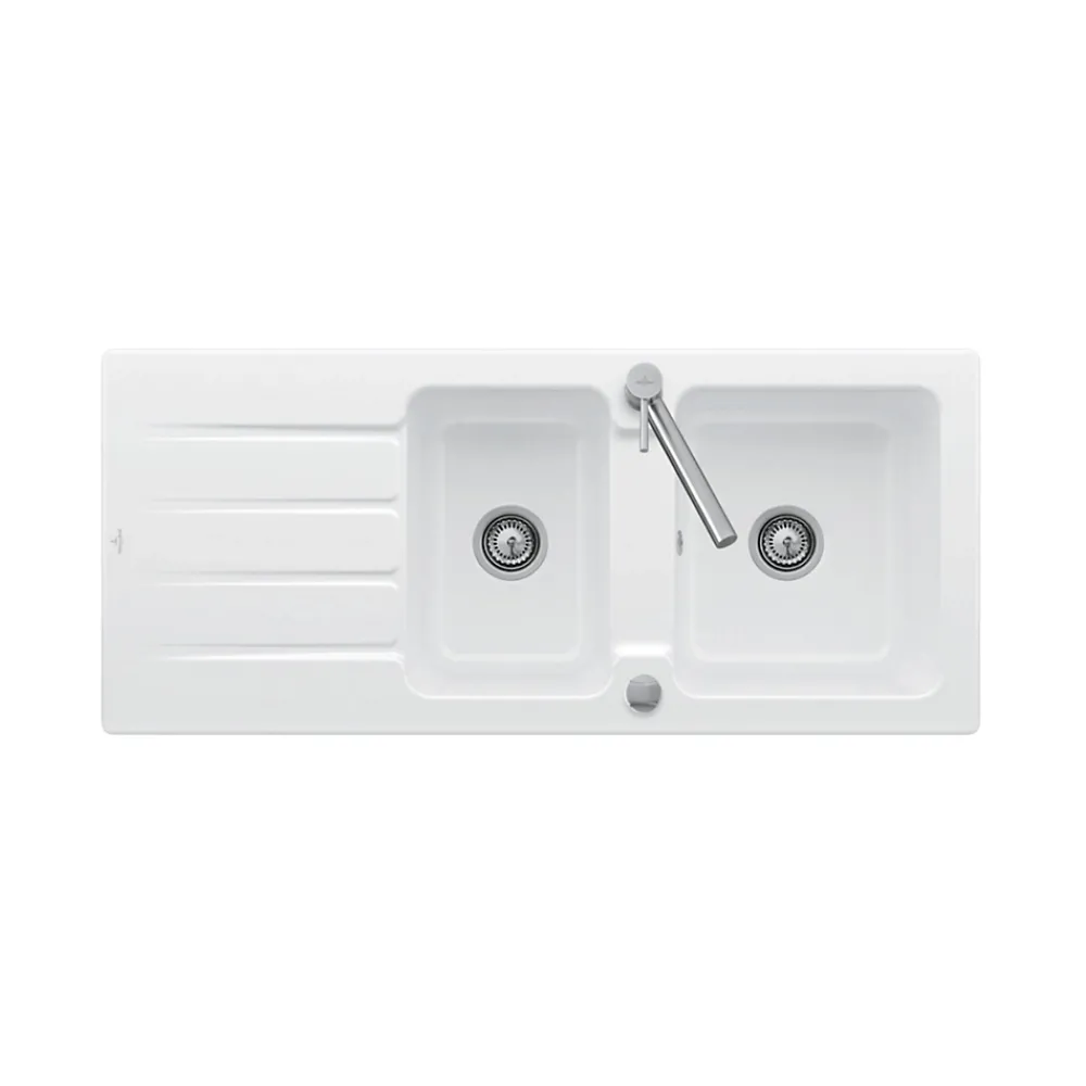 Villeroy & Boch Evacuation D'Évier-Vidage automatique 2 bacs CUIPD243 pour évier ARCHITECTURA - Siphon gain de place