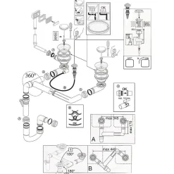 Cuisissimo Evacuation D'Évier-Vidage automatique 2 bacs CUIPD234 gamme Best en Keratek - Siphon gain de place