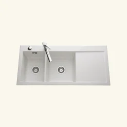 Cuisissimo Vidage automatique 2 bacs CUIPD172 pour évier SystemCeram CLEYA - Siphon gain de place