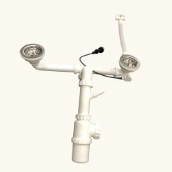 Cuisissimo Vidage automatique CUIPD671-D pour évier 2 bacs inox - Siphon gain de place