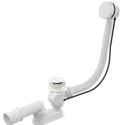 Otitec Vidage baignoire avec trop-plein - Bonde blanche - Flexible universel