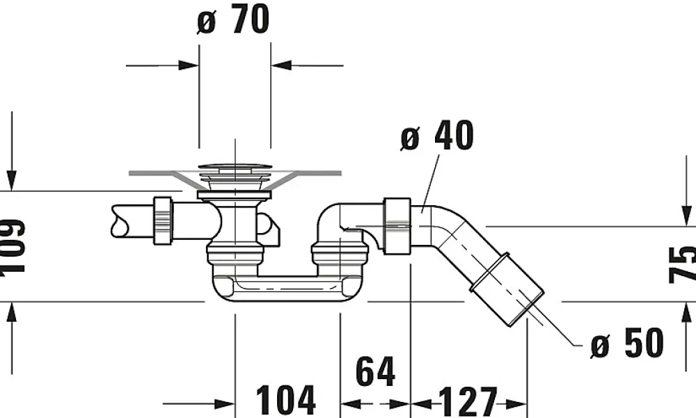 Duravit Evacuation De Baignoire-Vidage baignoire D-Code Chromé 35x8x40 cm