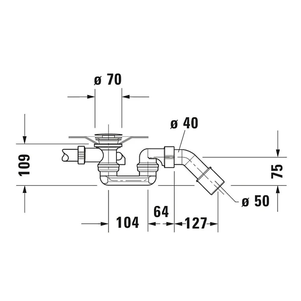 Duravit Evacuation De Baignoire-Vidage baignoire D-Code Chromé 35x8x40 cm