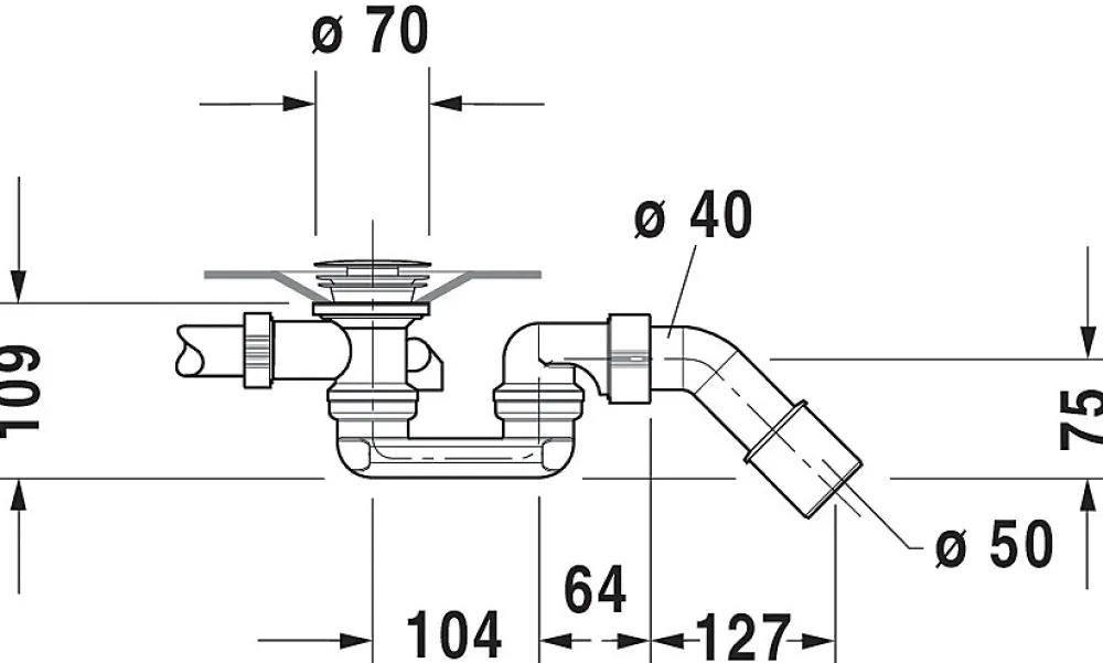 Duravit Evacuation De Baignoire-Vidage baignoire 40x8x40 cm latéral