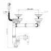 Cuisissimo Evacuation D'Évier-Vidage CUIPD663-A pour évier inox NINO 2 bacs 120 cm - Siphon gain de place