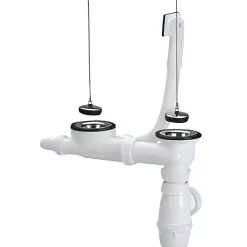 Generique Vidage D'Evier Plastique Trop Plein 2 Cuves Inox