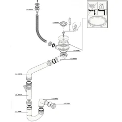 Cuisissimo Evacuation D'Évier-Vidage manuel 1 bac CUIPD366 pour évier Emeraude - Siphon gain de place