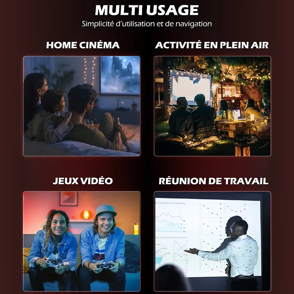Kyf Décodeur Tnt, Télécommande Et Transmetteur-Vidéoprojecteur Android 13.0 FULL HD Design rétro pliable + Mini mur d'enceinte 20W bluetooth modulable 4-EN-1