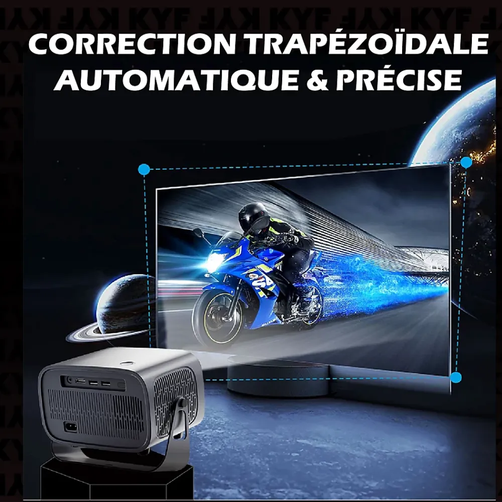 Kyf Décodeur Tnt, Télécommande Et Transmetteur-Vidéoprojecteur Android 13.0 FULL HD Design rétro pliable + Mini mur d'enceinte 20W bluetooth modulable 4-EN-1