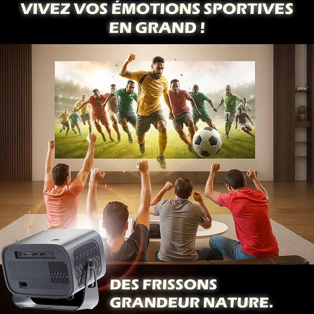 Kyf Décodeur Tnt, Télécommande Et Transmetteur-Vidéoprojecteur Android 13.0 FULL HD Design rétro pliable + Mini mur d'enceinte 20W bluetooth modulable 4-EN-1