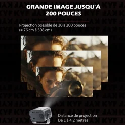 Kyf Décodeur Tnt, Télécommande Et Transmetteur-Vidéoprojecteur Android 13.0 FULL HD Design rétro pliable + Mini mur d'enceinte 20W bluetooth modulable 4-EN-1