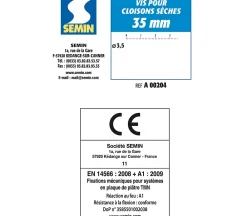 Semin Vis Pour Plaque De Plâtre-Vis Auto Perceuse 35 mm - Fixation des Plaques de Plâtre sur l'Ossature - Intérieur - Boîte de 1000 Pièces (Lot de 3000)