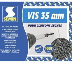 Semin Vis Pour Plaque De Plâtre-Vis Auto Perceuse 35 mm - Fixation des Plaques de Plâtre sur l'Ossature - Intérieur - Boîte de 1000 Pièces