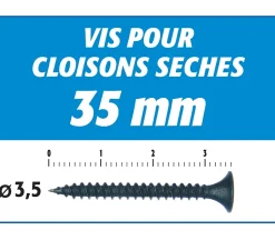 Semin Vis Pour Plaque De Plâtre-Vis Auto Perceuse 35 mm - Fixation des Plaques de Plâtre sur l'Ossature - Intérieur - Boîte de 1000 Pièces