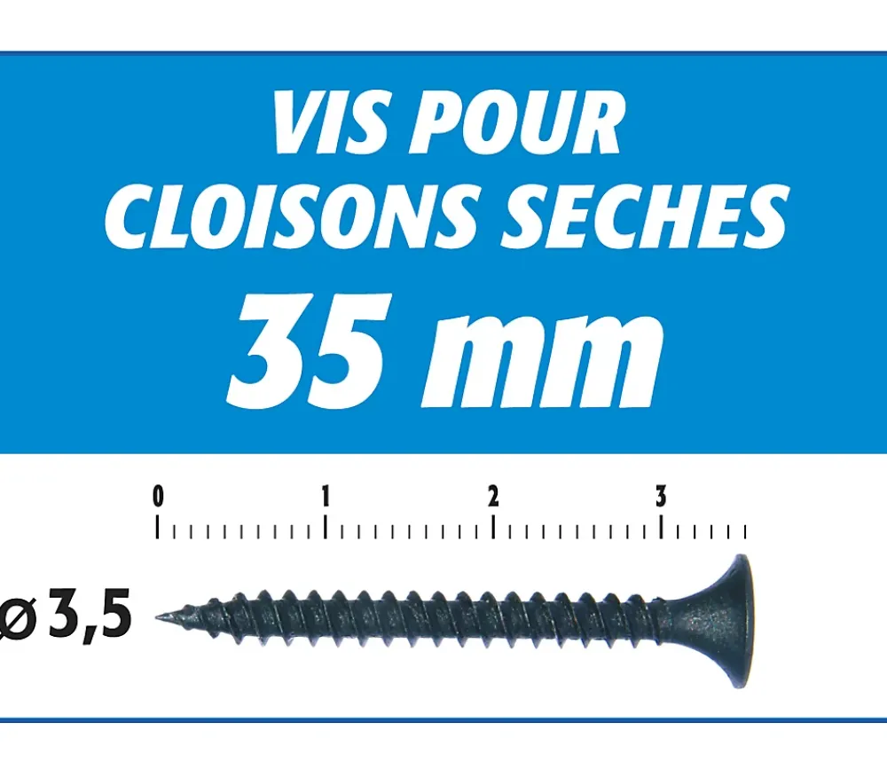 Semin Vis Pour Plaque De Plâtre-Vis Auto Perceuse 35 mm - Fixation des Plaques de Plâtre sur l'Ossature - Intérieur - Boîte de 1000 Pièces
