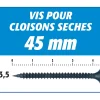 Semin Vis Auto Perceuse 45 mm - Fixation des Plaques de Plâtre sur l'Ossature - Intérieur - Boîte de 1000 Pièces (Lot de 3000)