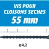 Semin Vis Auto Perceuse 55 mm - Fixation des Plaques de Plâtre sur l'Ossature - Intérieur - Boîte de 500 Pièces