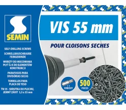 Semin Vis Auto Perceuse 55 mm - Fixation des Plaques de Plâtre sur l'Ossature - Intérieur - Boîte de 500 Pièces