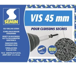 Semin Vis Auto Perceuse 45 mm - Fixation des Plaques de Plâtre sur l'Ossature - Intérieur - Boîte de 1000 Pièces (Lot de 5000)