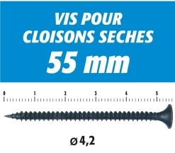 Semin Vis Auto Perceuse 55 mm - Fixation des Plaques de Plâtre sur l'Ossature - Intérieur - Boîte de 500 Pièces (Lot de 1500)