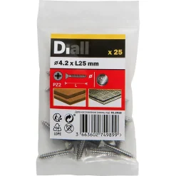 Diall Vis Pour Métal-Vis autoperceuses fraisées en acier inoxydable A2, 4,2x25 mm - 25 pièces