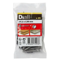 Diall Vis autoperceuses fraisées en acier inoxydable A2, 4,8x38 mm - 25 pièces
