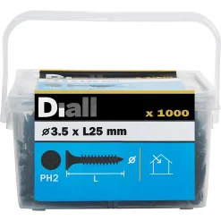 Diall Vis Pour Plaque De Plâtre-Vis autoperceuses pour plaque de plâtre, noir mat, 3,5x25 mm - 1000 pièces