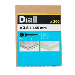 Diall Vis Pour Plaque De Plâtre-Vis autoperceuses pour plaque de plâtre, noir mat, 3,5x45 mm - 200 pièces